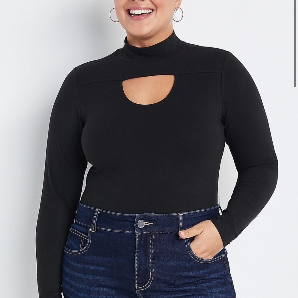 Maurice’s size 3 black cut out mock neck body suit